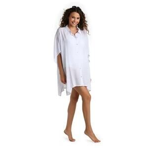 5035 NWD La Blanca Convertible Cover-up Shirtdress White MSRP $98